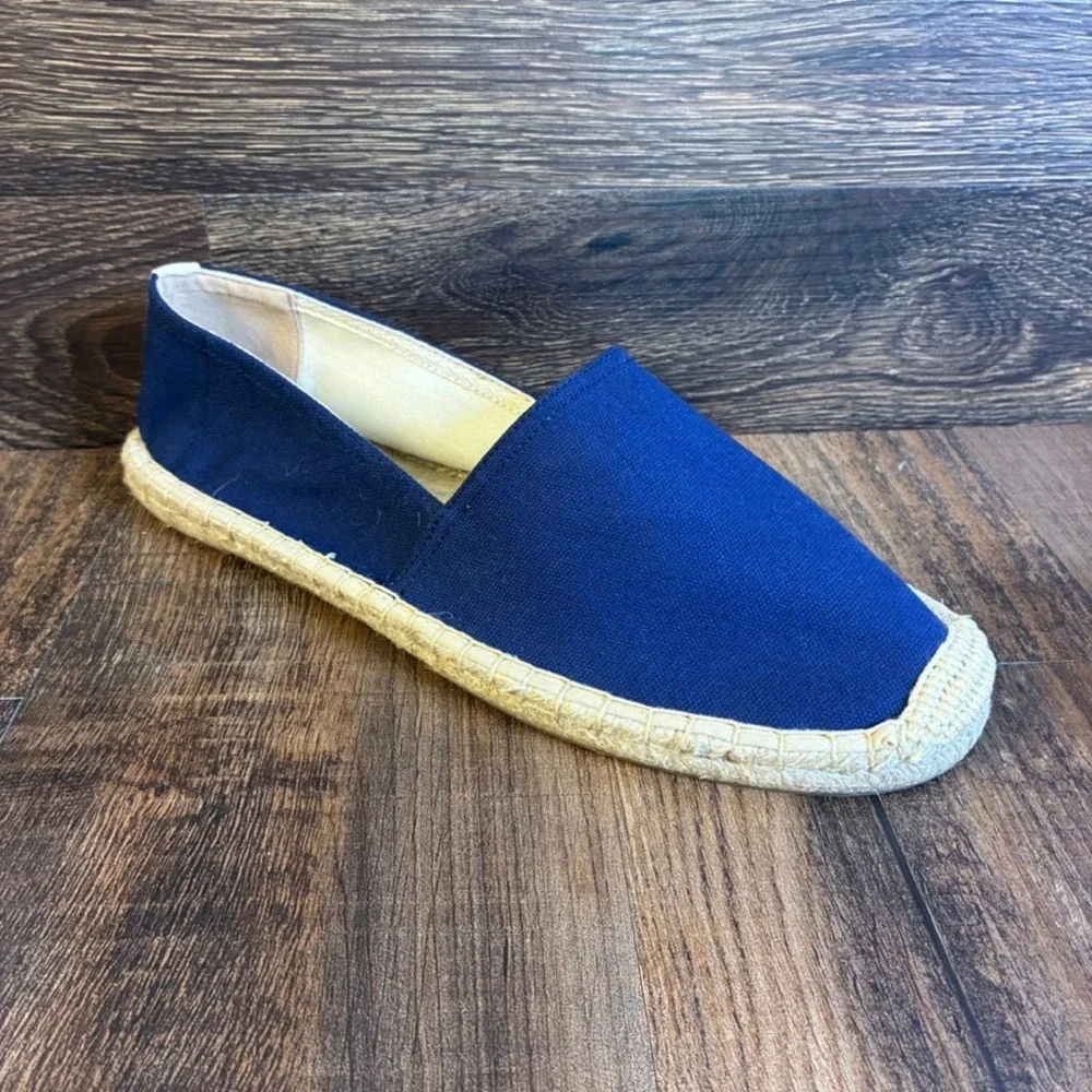 NWOT Lands End Women's Navy Blue Canvas Espadrille Flats Slip On Shoes Sz 11 M